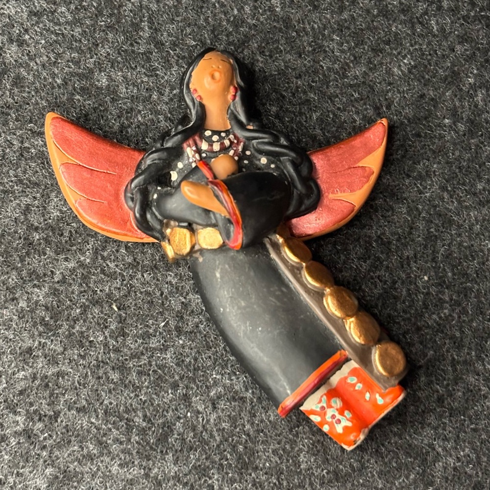 Colorful Angel Magnet with Shimmery Red Wings (possibly April Romo de Vivar)